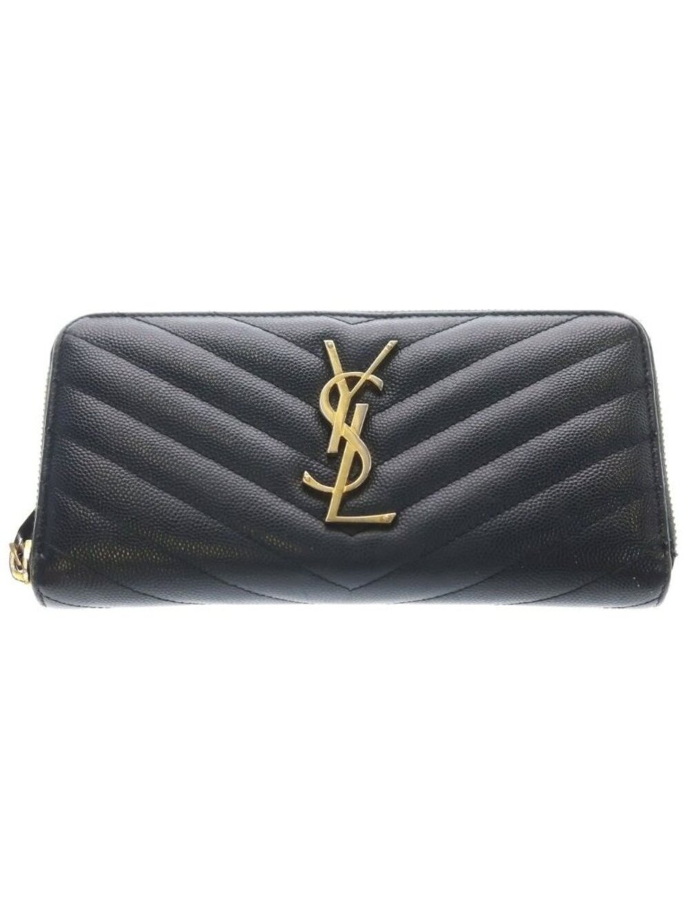 Saint Laurent Paris Caviar Leather Zip Around Gold Wallet Black - Picture 1 of 6